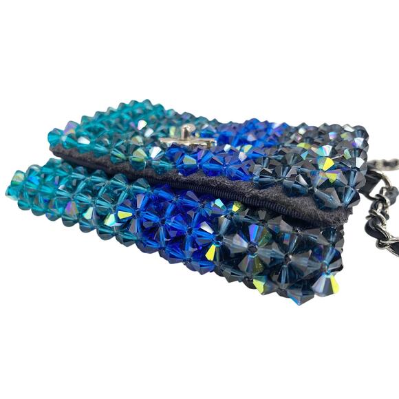 Chanel Crystal Micro Flap Bag CC Evening Ombre Iridescent Mini Crossbody Handbag - Picture 7 of 15